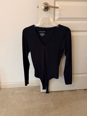Everlane Black V-Neck Long Sleeve Bodysuit Sz Small